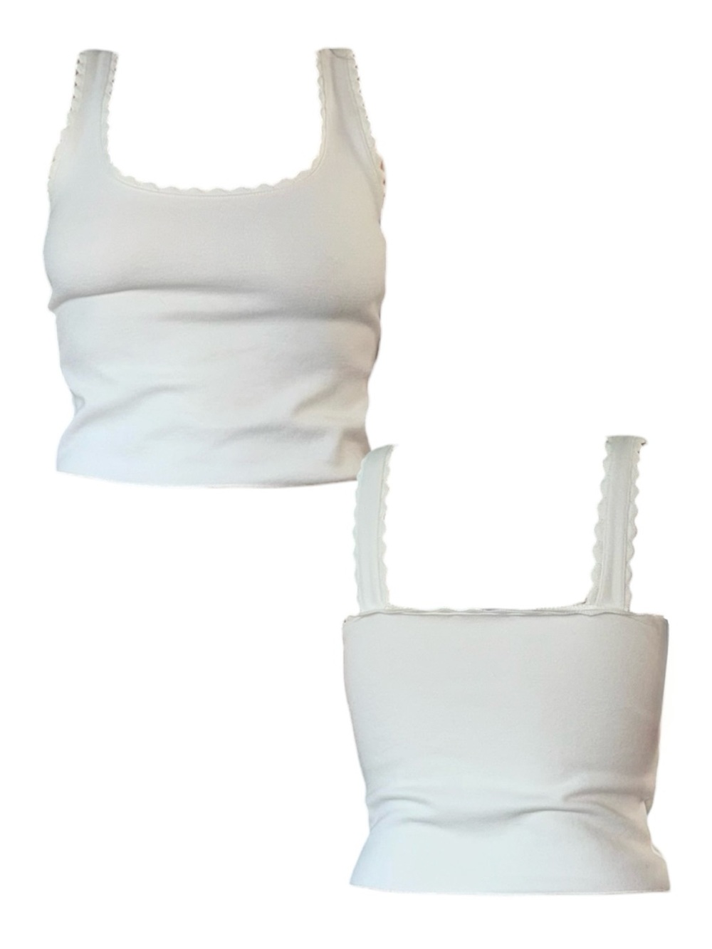 Zara Knit Scallop-Trim Crop Tank